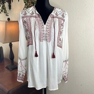 NWT Beach Lunch Lounge | Embroidered BOHO Tunic Top | Size Medium